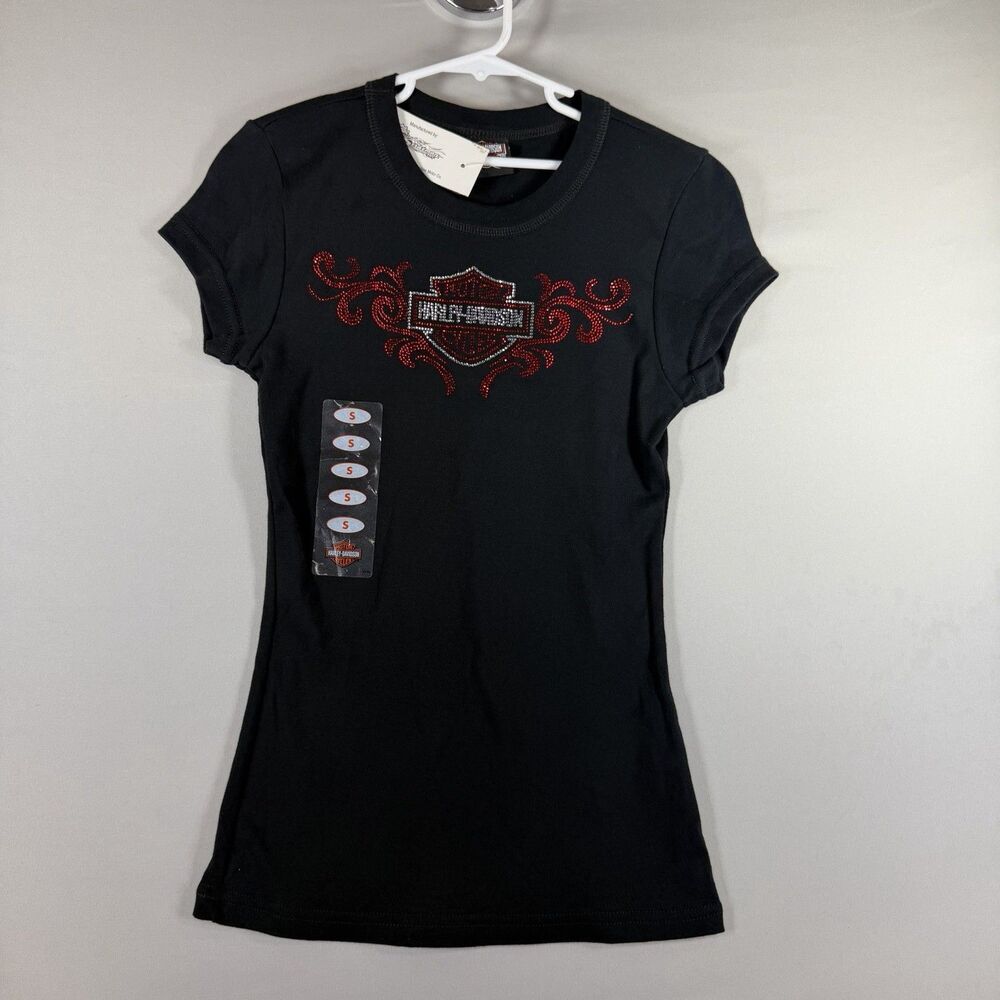 Harley Davidson Motorcyles Pasadena Texas Womens Black Cotton T Shirt NWT Size S